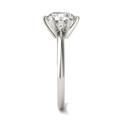 2 CTW Round Lab Grown Diamond Six Prong Solitaire Engagement Ring, AGI Certified, 14K White Gold - nobiliving.com