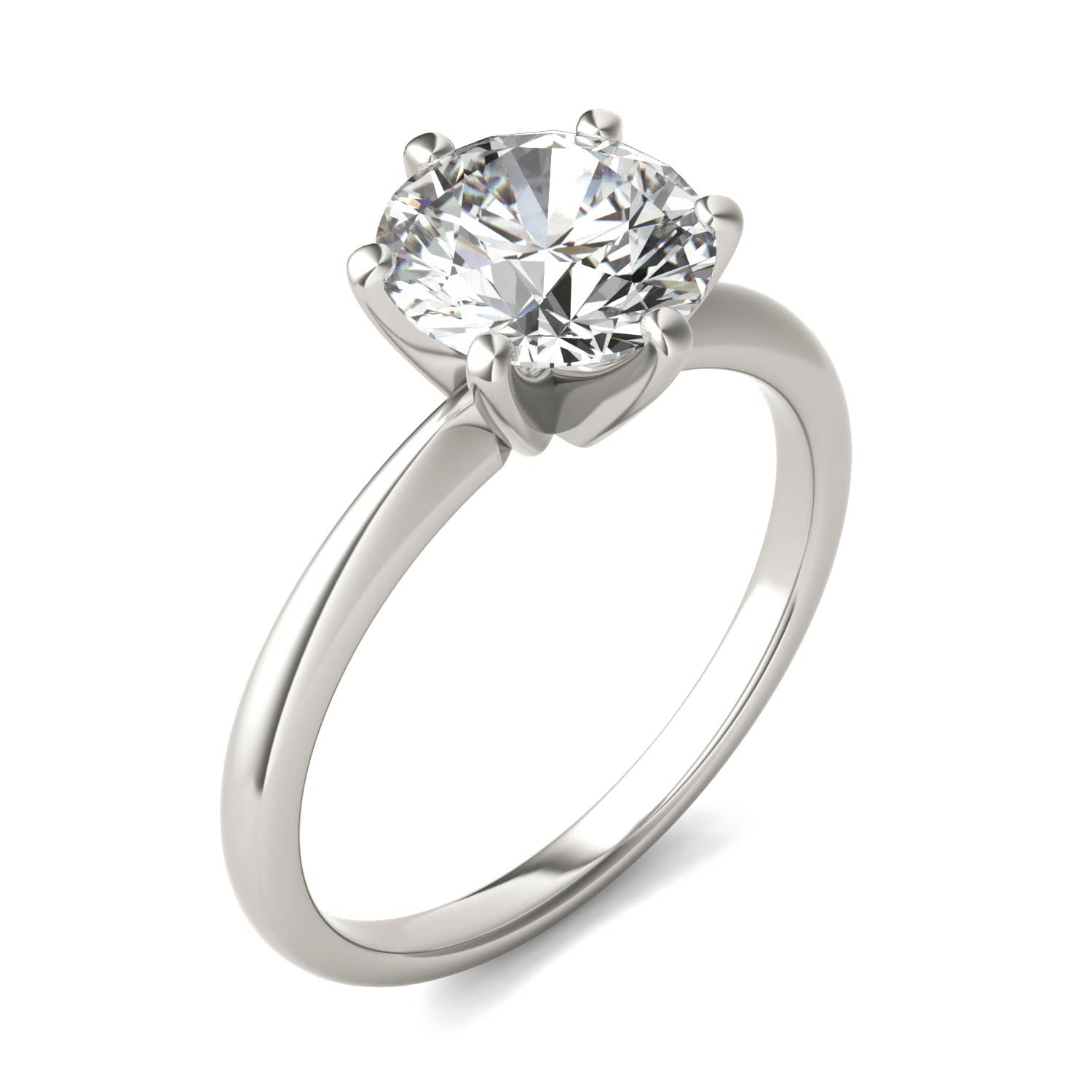 2 CTW Round Lab Grown Diamond Six Prong Solitaire Engagement Ring, AGI Certified, 14K White Gold - nobiliving.com