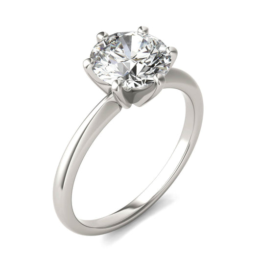 2 CTW Round Lab Grown Diamond Six Prong Solitaire Engagement Ring, AGI Certified, 14K White Gold - nobiliving.com