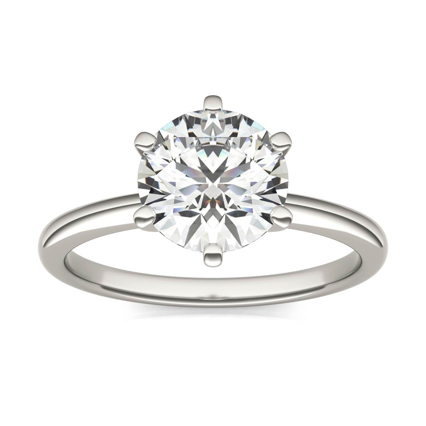2 CTW Round Lab Grown Diamond Six Prong Solitaire Engagement Ring, AGI Certified, 14K White Gold - nobiliving.com