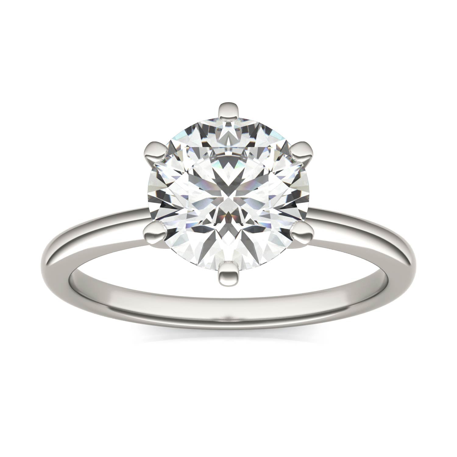2 CTW Round Lab Grown Diamond Six Prong Solitaire Engagement Ring, AGI Certified, 14K White Gold - nobiliving.com