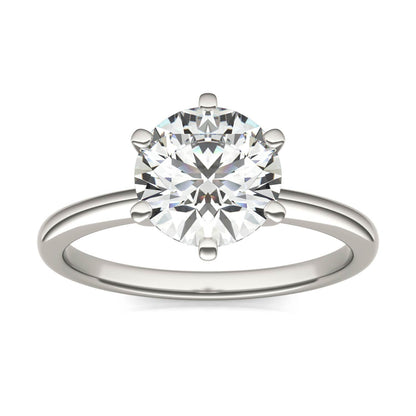 2 CTW Round Lab Grown Diamond Six Prong Solitaire Engagement Ring, AGI Certified, 14K White Gold - nobiliving.com