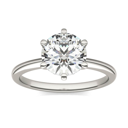 2 CTW Round Lab Grown Diamond Six Prong Solitaire Engagement Ring, AGI Certified, 14K White Gold - nobiliving.com