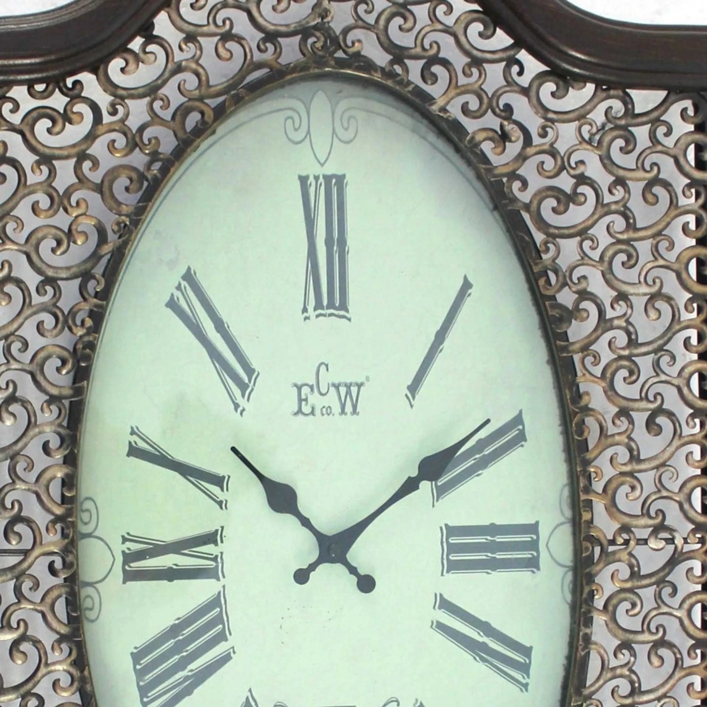 20" Oval Antiqued Bronze Wood and Glass Analog Wall Clock - Nobiliving