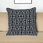 20" X 20" Black Geometric Cotton Zippered Pillow - Nobiliving