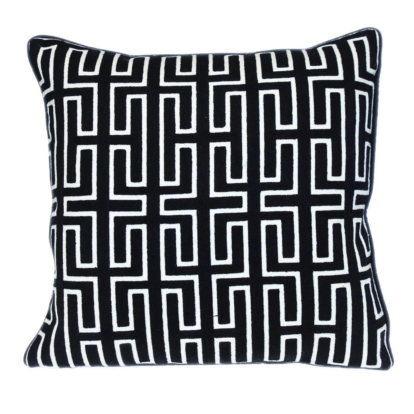 20" X 20" Black Geometric Cotton Zippered Pillow - Nobiliving