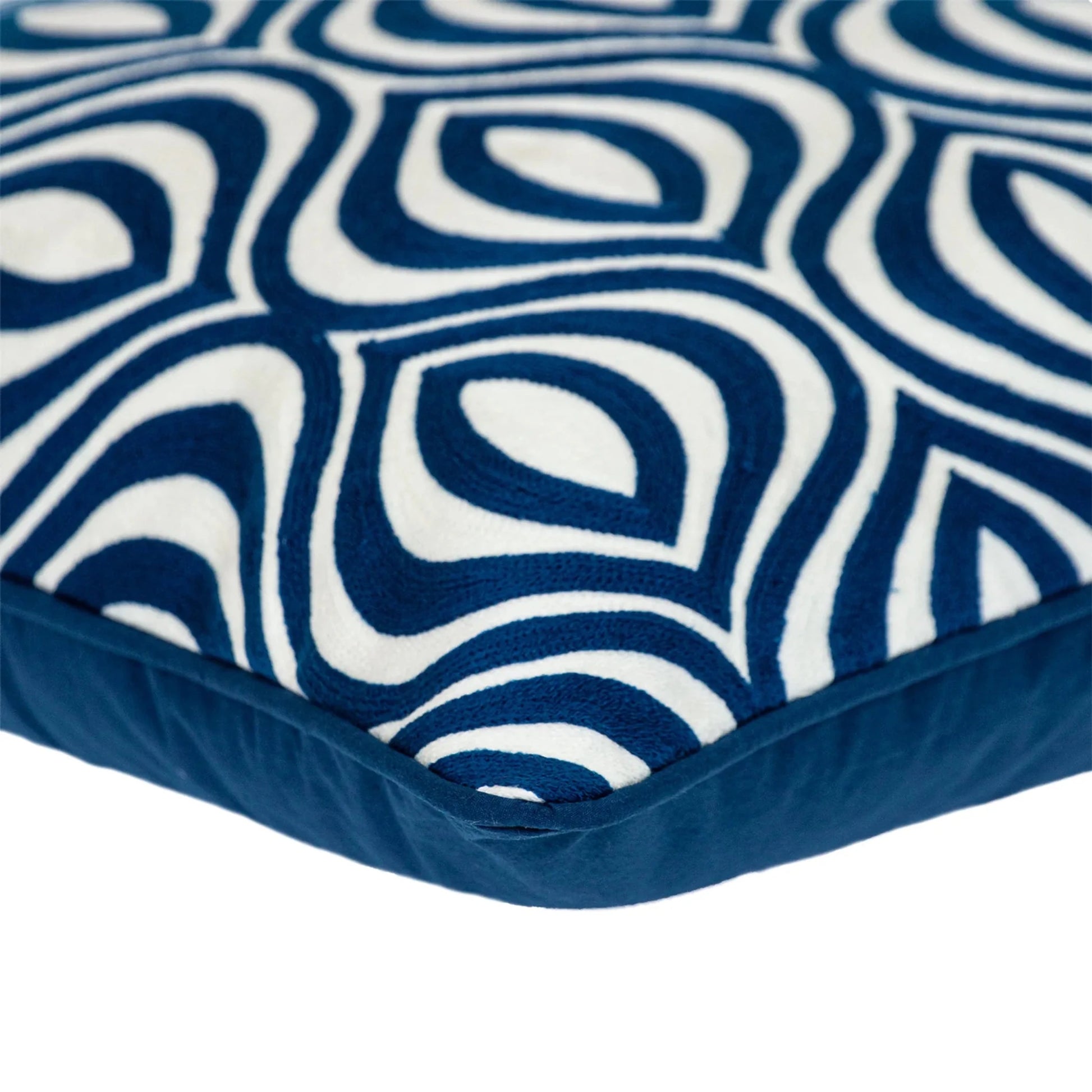 20" X 20" Blue Geometric Cotton Zippered Pillow - Nobiliving