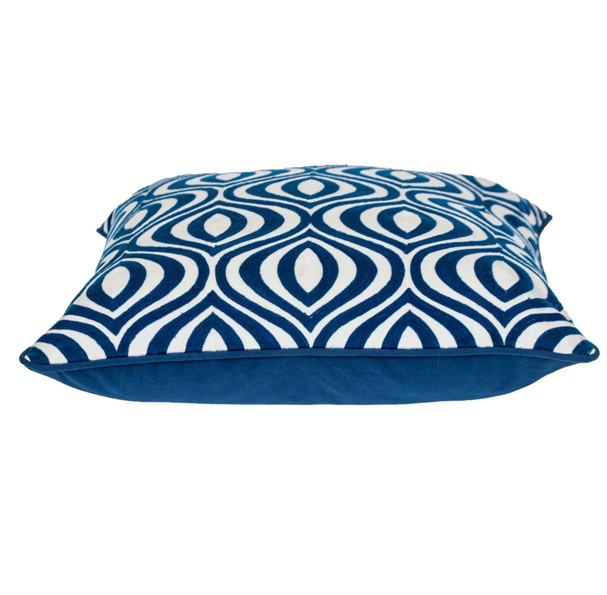 20" X 20" Blue Geometric Cotton Zippered Pillow - Nobiliving