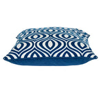 Blue Geometric Cotton Zippered Pillow