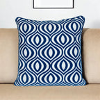 20" X 20" Blue Geometric Cotton Zippered Pillow - Nobiliving