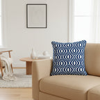 20" X 20" Blue Geometric Cotton Zippered Pillow - Nobiliving
