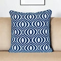 Blue Geometric Cotton Zippered Pillow