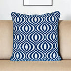 Blue Geometric Cotton Zippered Pillow