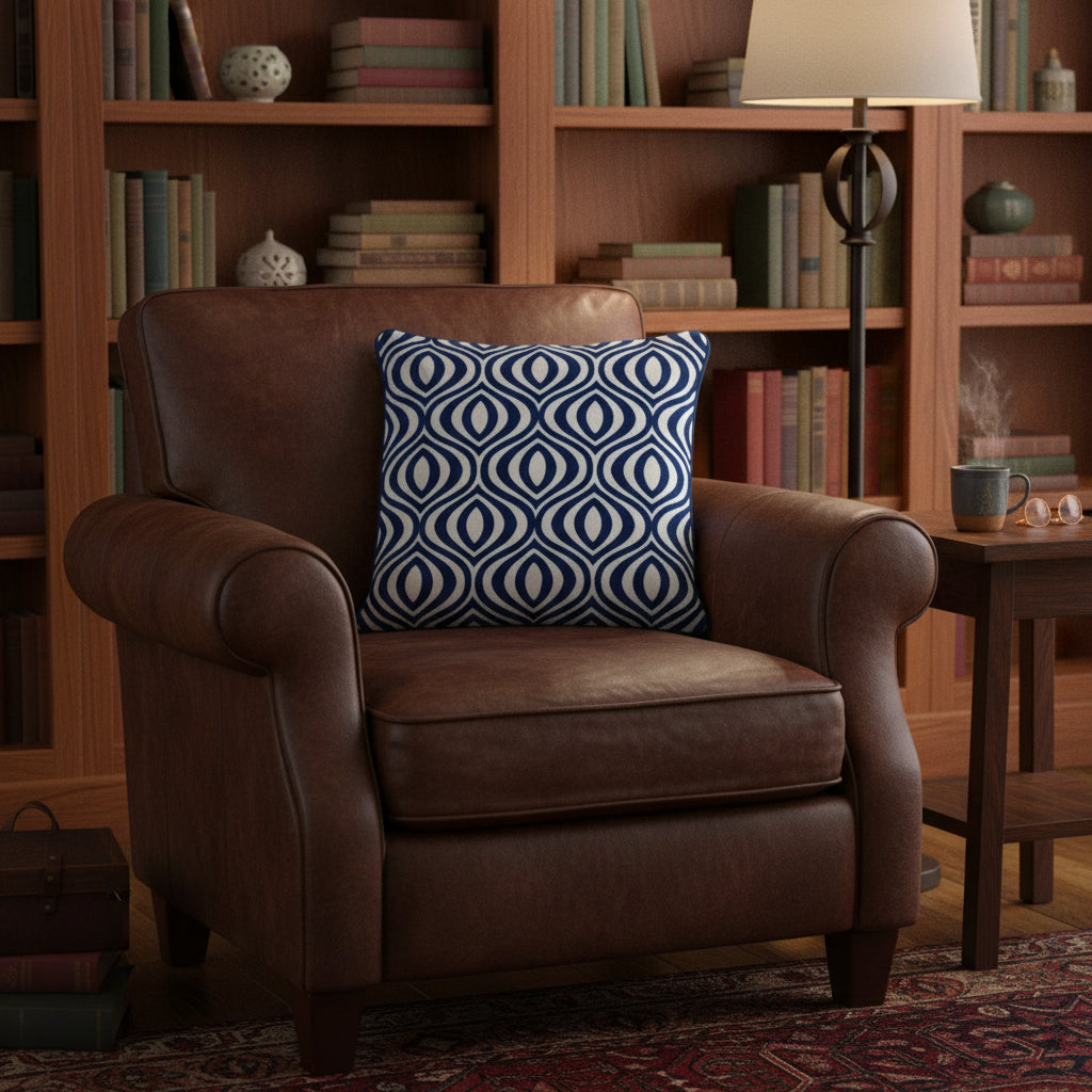 20" X 20" Blue Geometric Cotton Zippered Pillow - Nobiliving