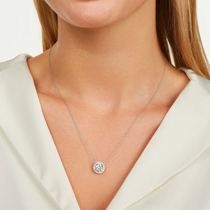 2.00 CTW AGI Certified Lab - Grown Diamond Halo Pendant Necklace in 14kt White Gold - nobiliving.com