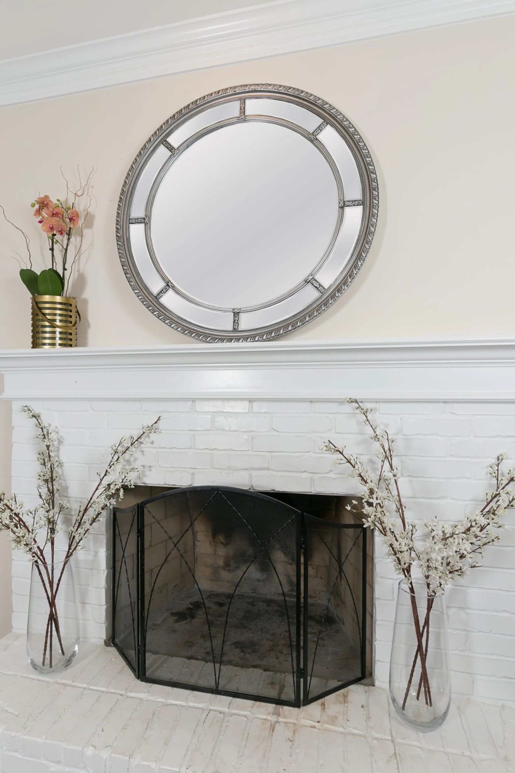 Augusta Circular Mirror in a Living Room setting