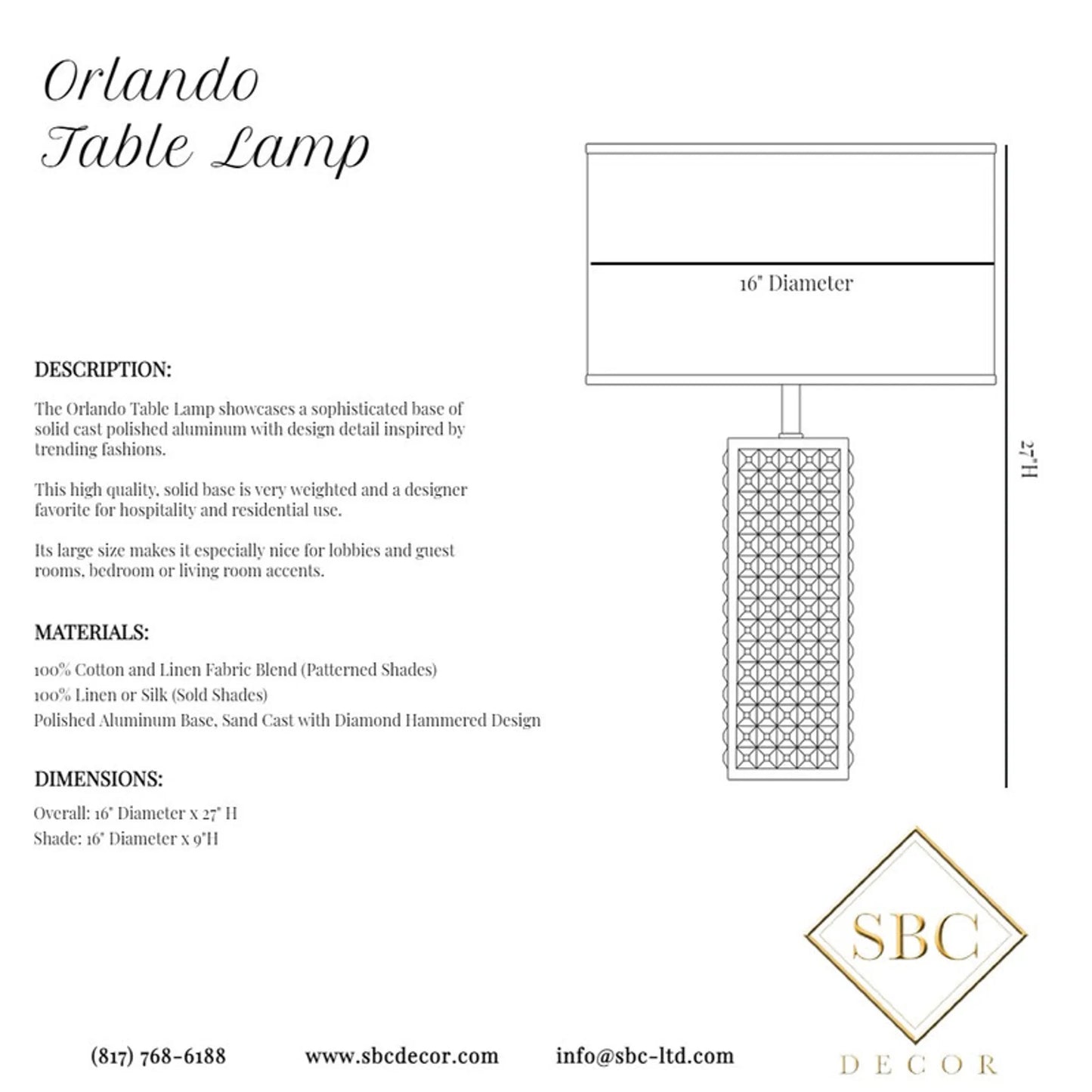 Orlando Table Lamp - Custom Made