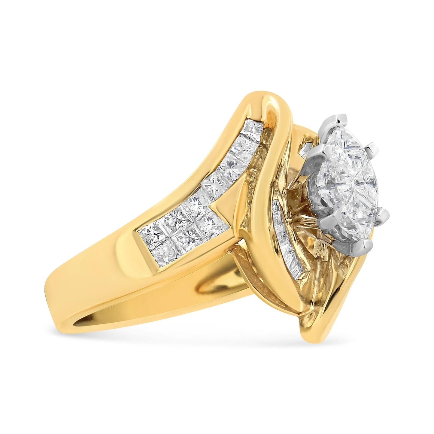 Diamond Marquise Shaped Ring - 14K Yellow Gold
