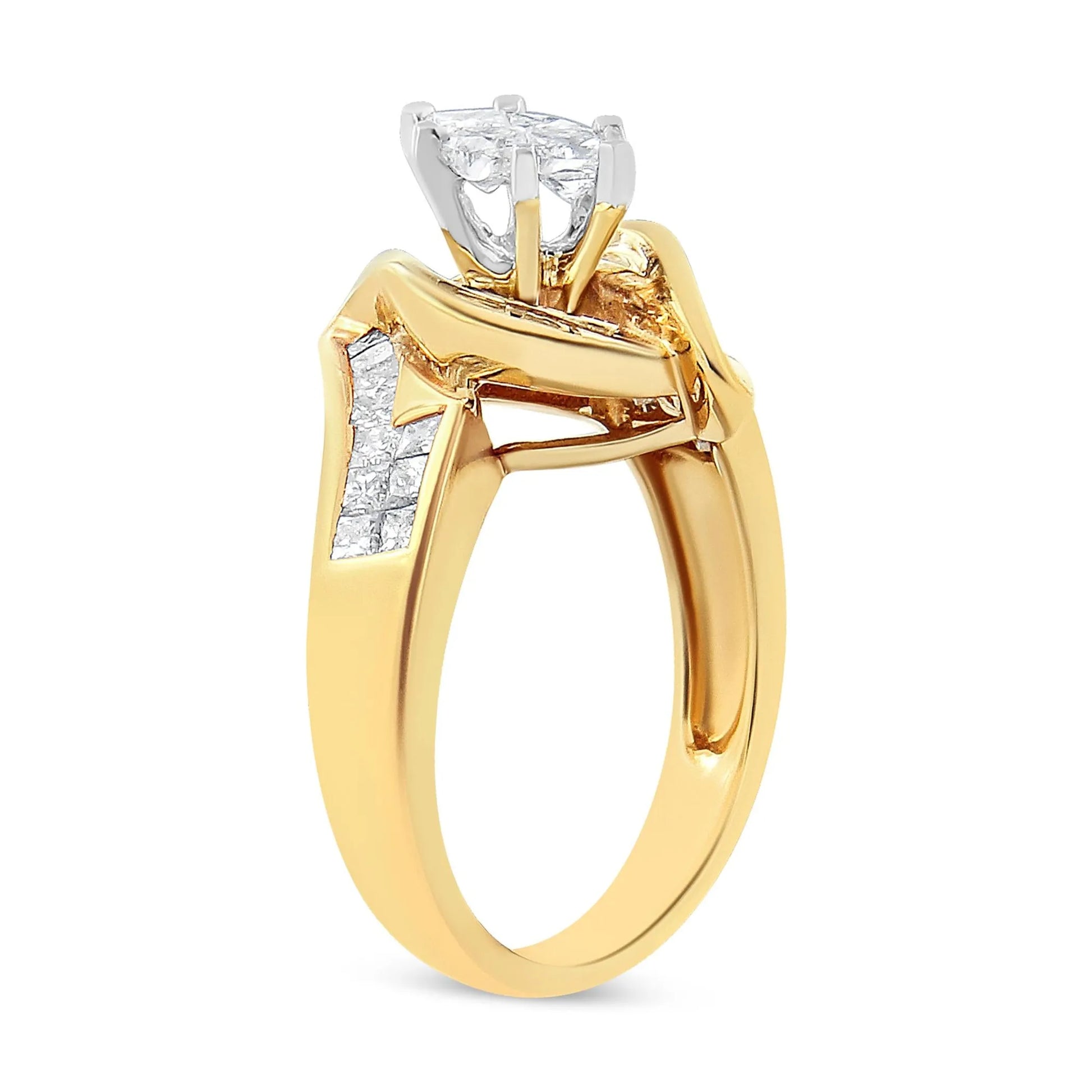 Diamond Marquise Shaped Ring - 14K Yellow Gold