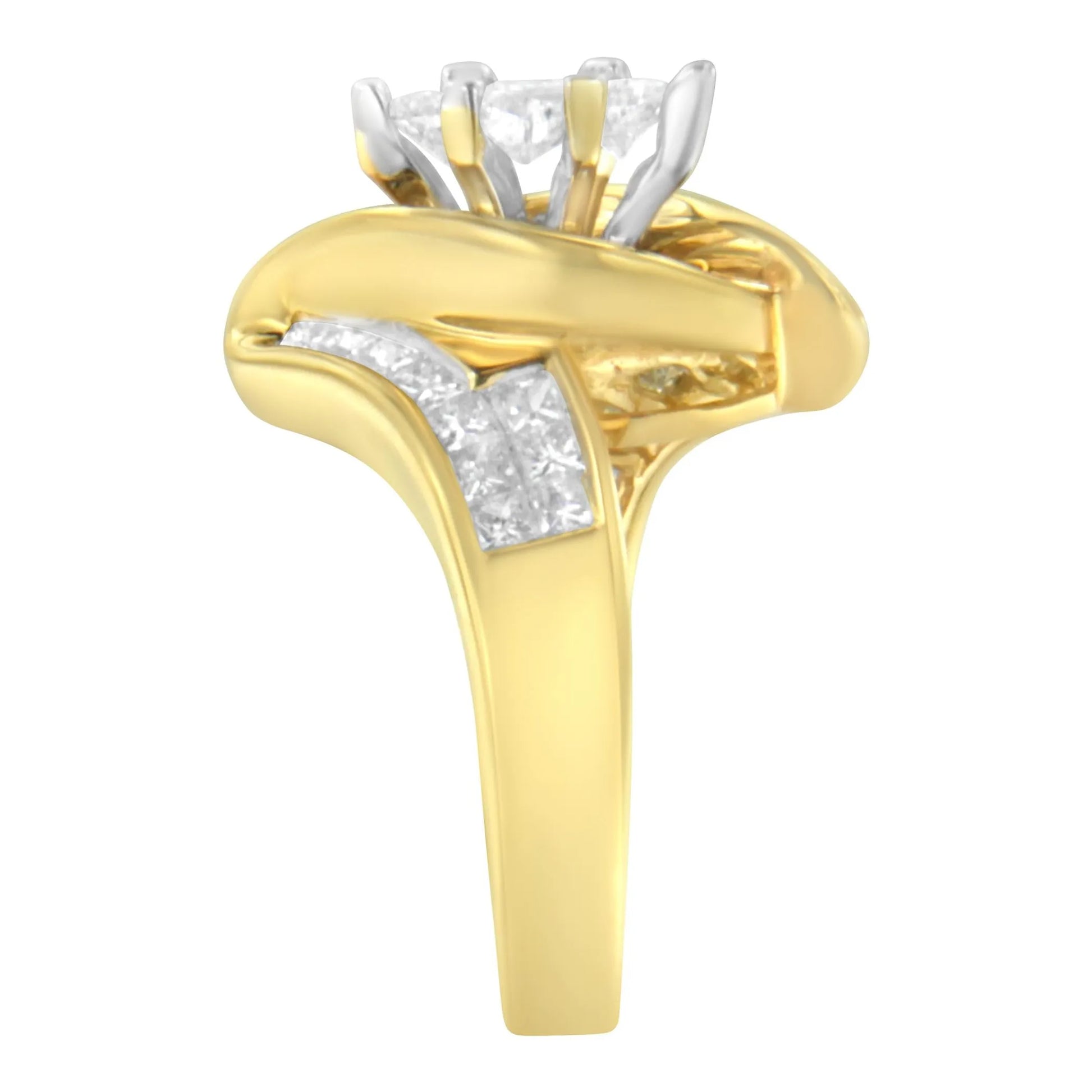 Diamond Marquise Shaped Ring - 14K Yellow Gold
