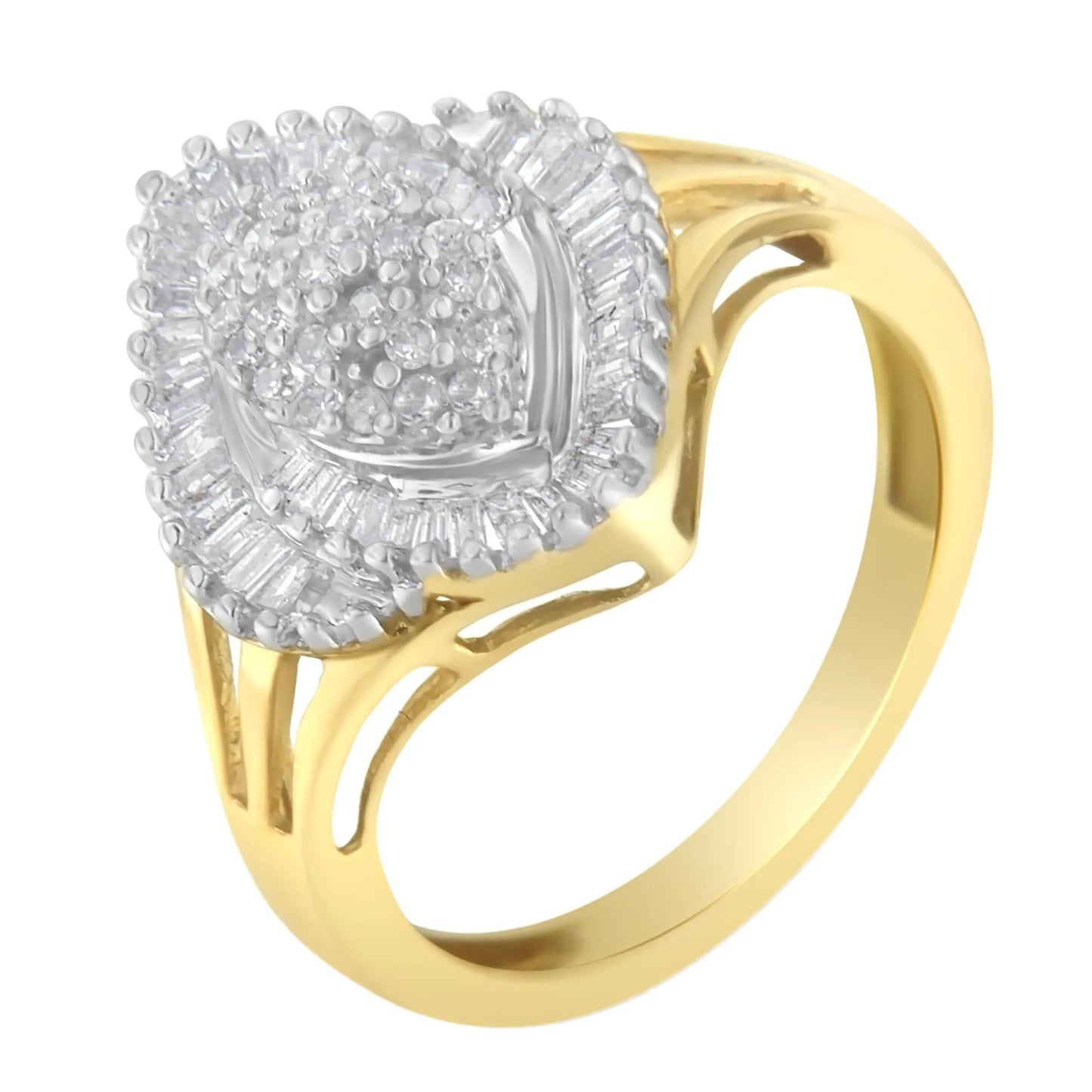 10K Yellow Gold Diamond Cocktail Ring - 1/2cttw