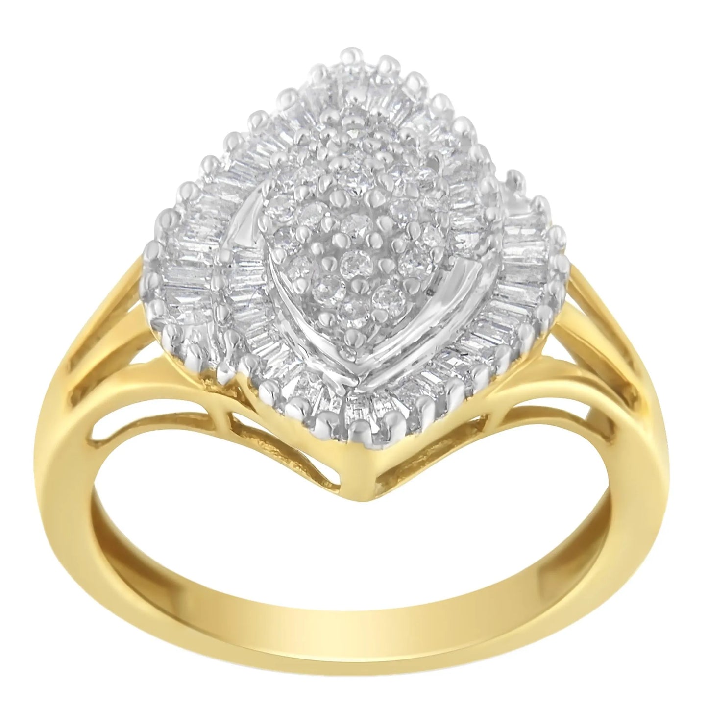 10K Yellow Gold Diamond Cocktail Ring - bold yet refined design