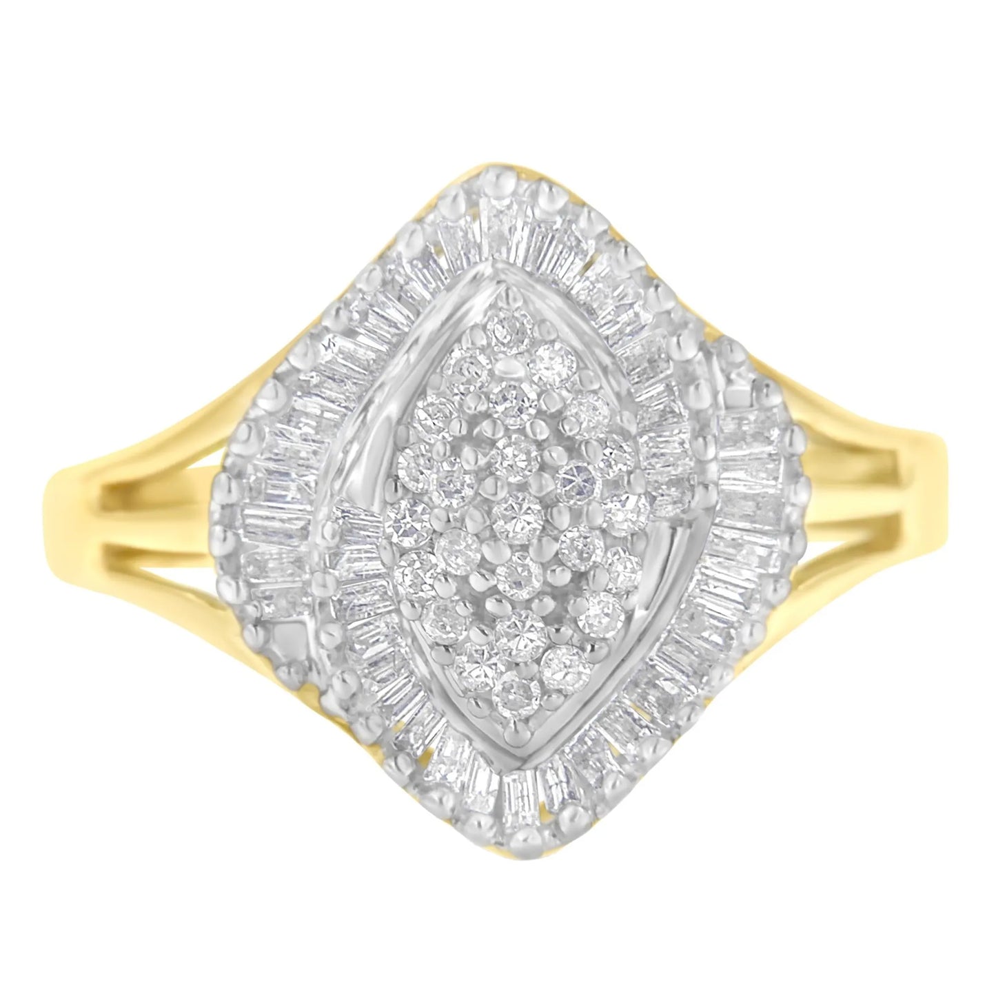 10K Yellow Gold Diamond Cocktail Ring front view