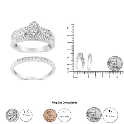 Round and Baguette-Cut Diamond Engagement Bridal Set