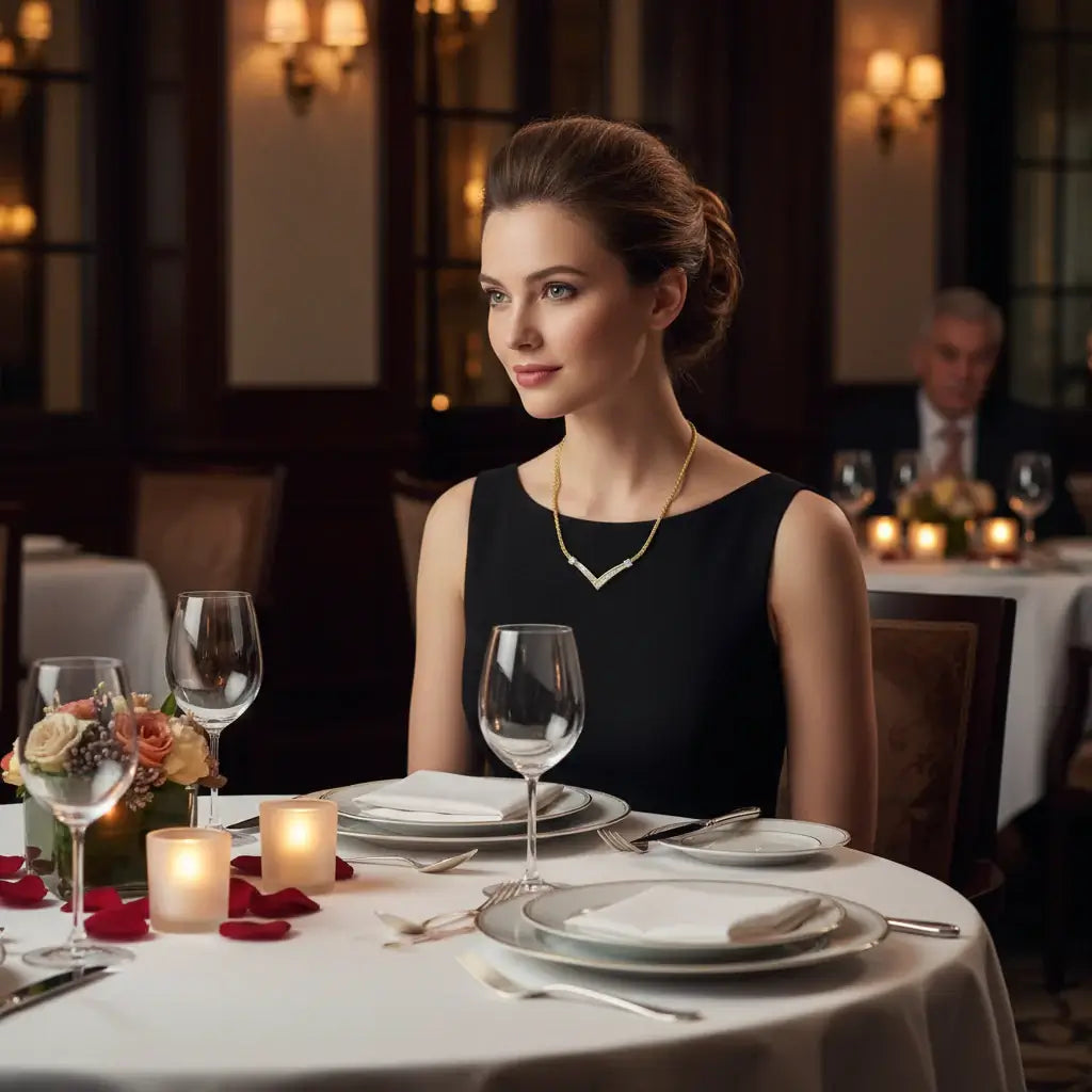 10k White Gold .5 TDW V Shape Necklace