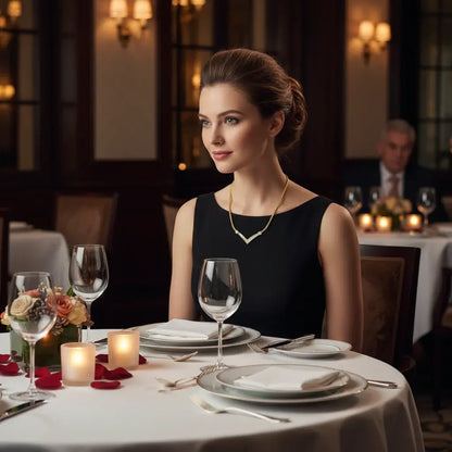 10k White Gold .5 TDW V Shape Necklace