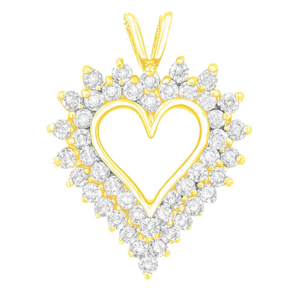 Brilliant-Cut Diamond Open Heart Pendant Necklace