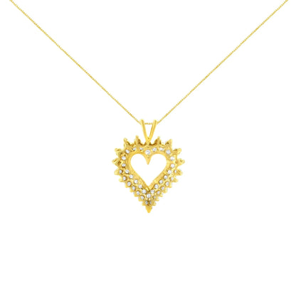Brilliant-Cut Diamond Open Heart Pendant Necklace