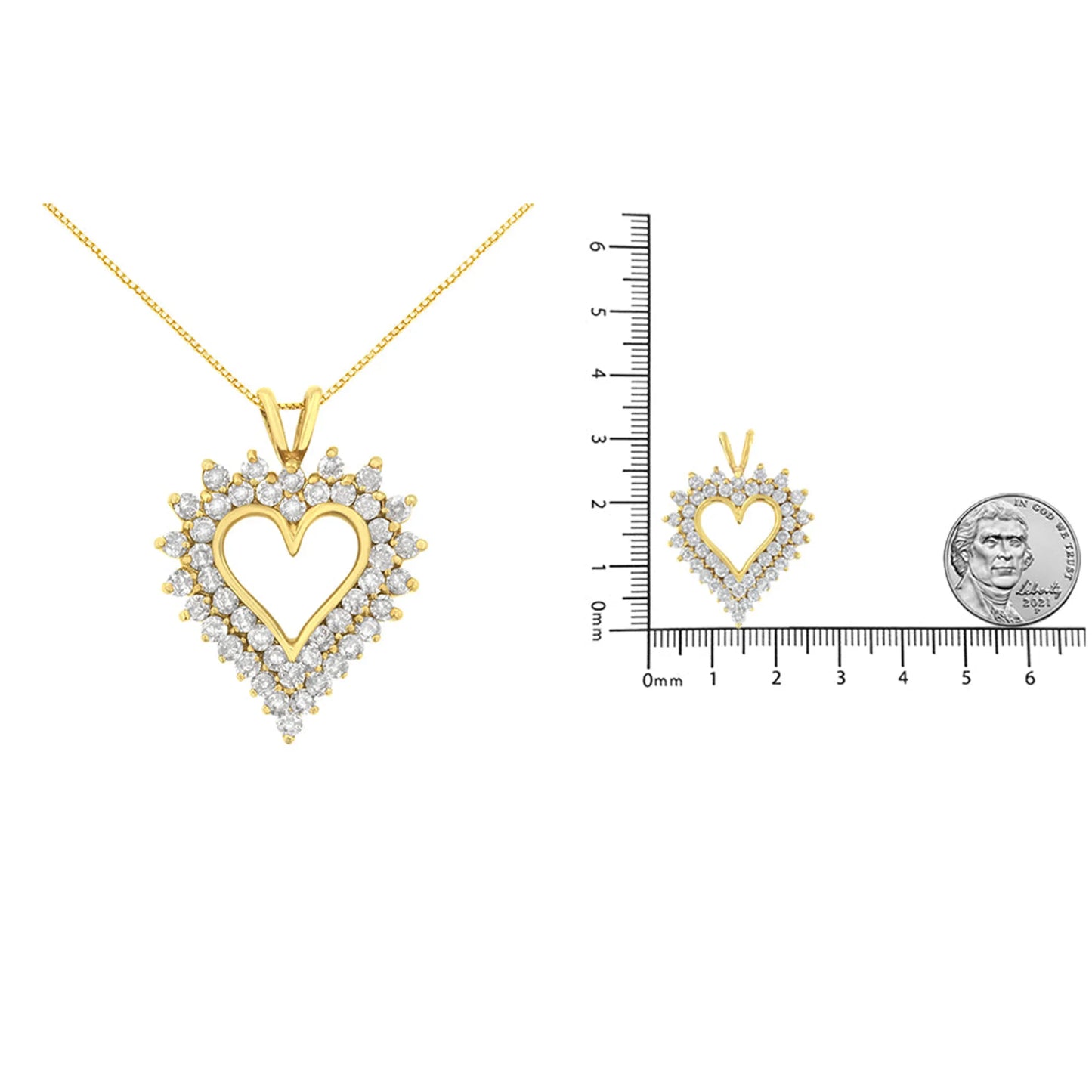Brilliant-Cut Diamond Open Heart Pendant Necklace