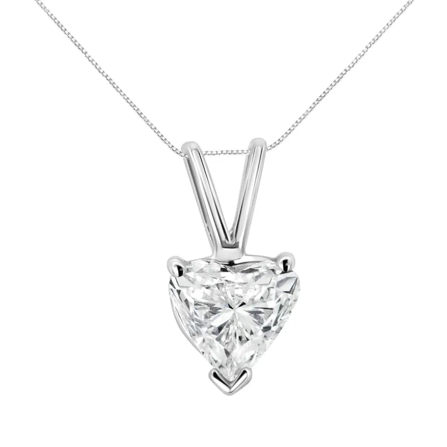 Heart Shaped Solitaire Diamond Pendant Necklace