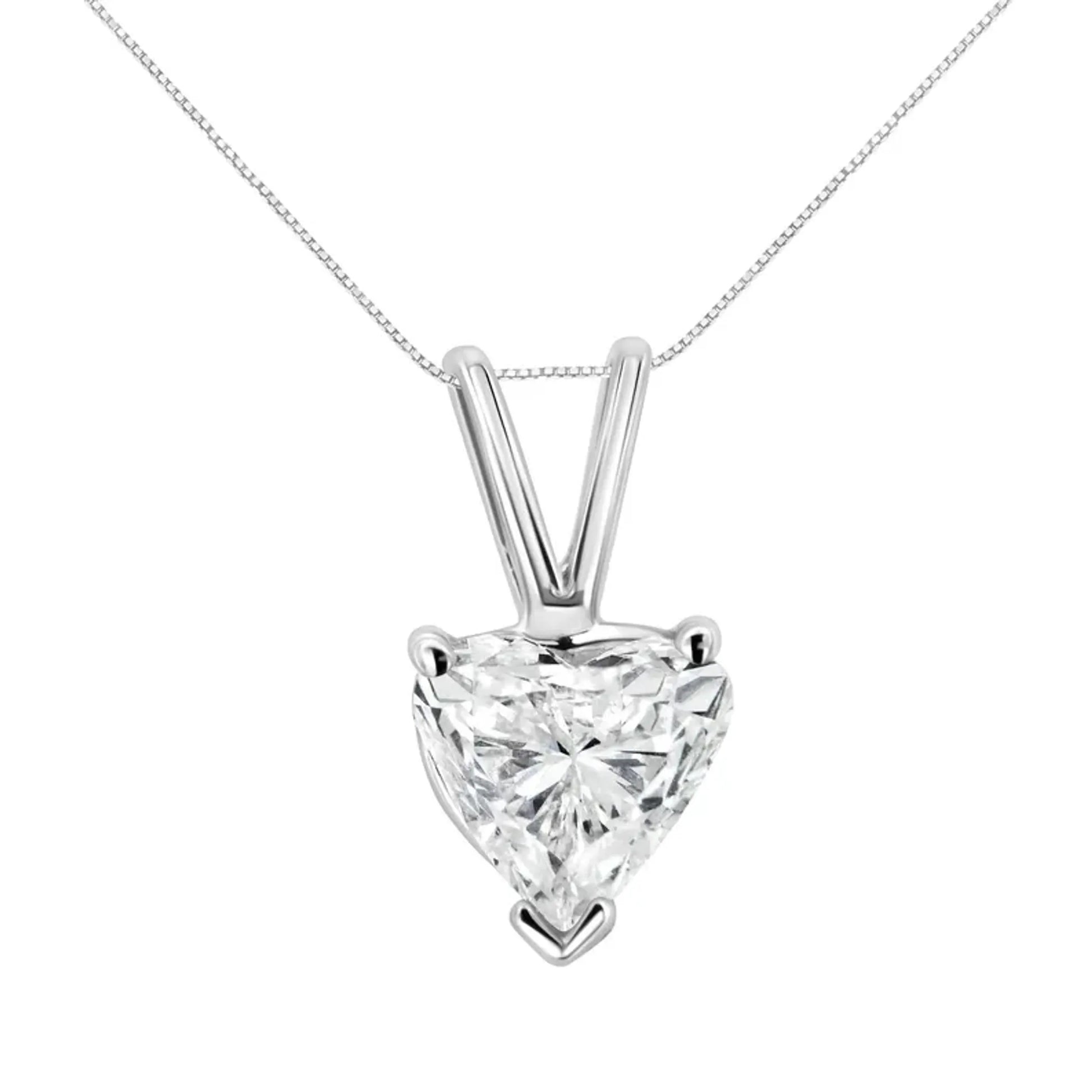 14K White Gold Heart Shaped Solitaire Diamond Necklace goes with anything you care to pair it with 