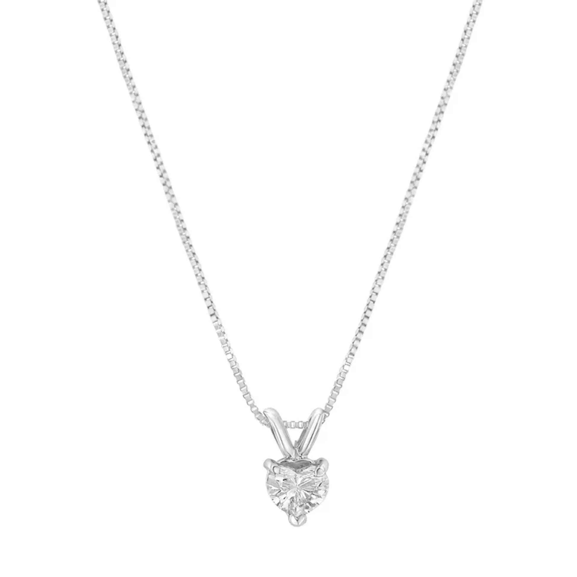 Heart Shaped Solitaire Diamond Pendant Necklace