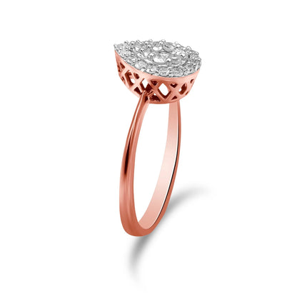 10K Rose Gold 3/8 Cttw Round-Cut Diamond Pear Promise Ring