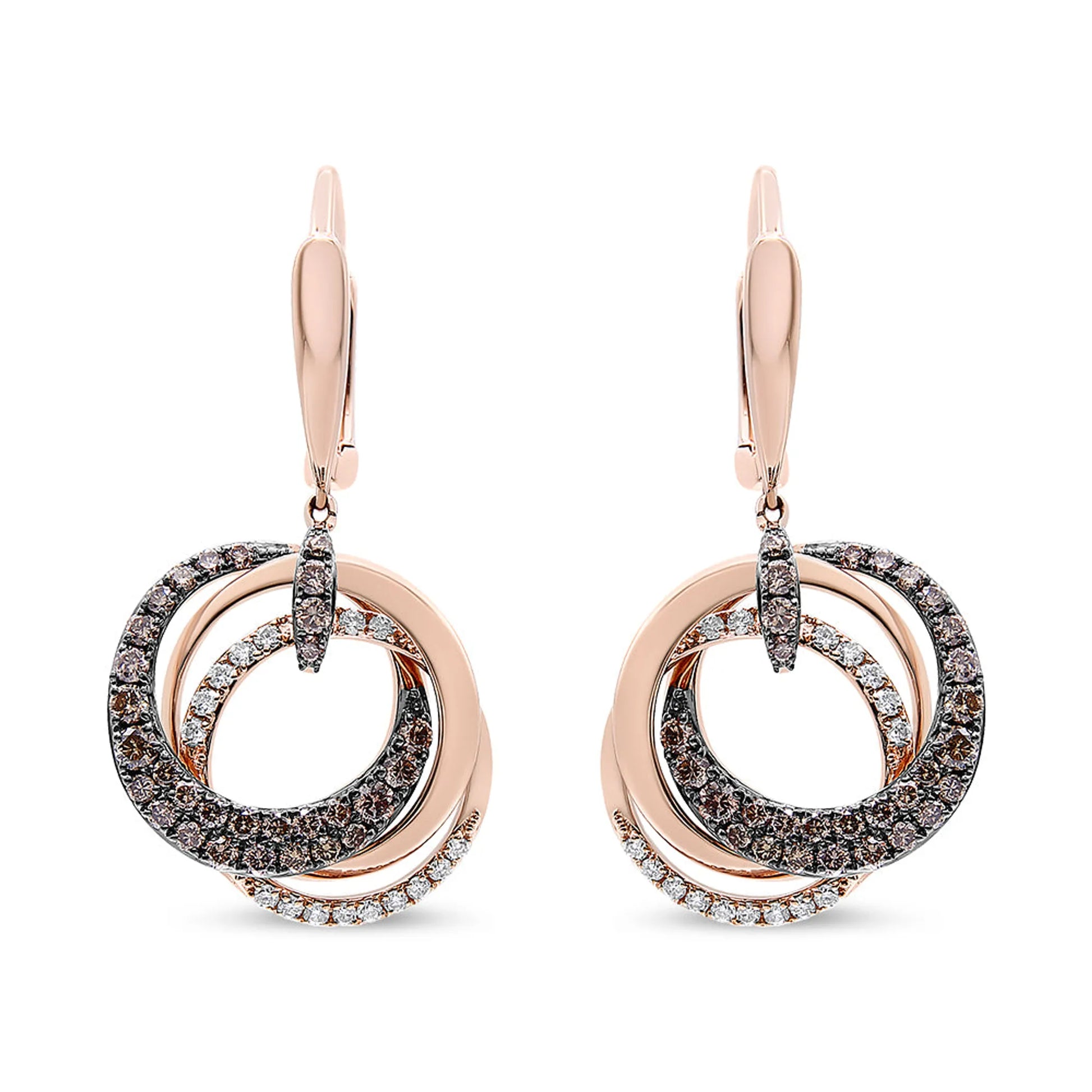 Diamond Intertwining Hoops and Circle Dangle Earrings