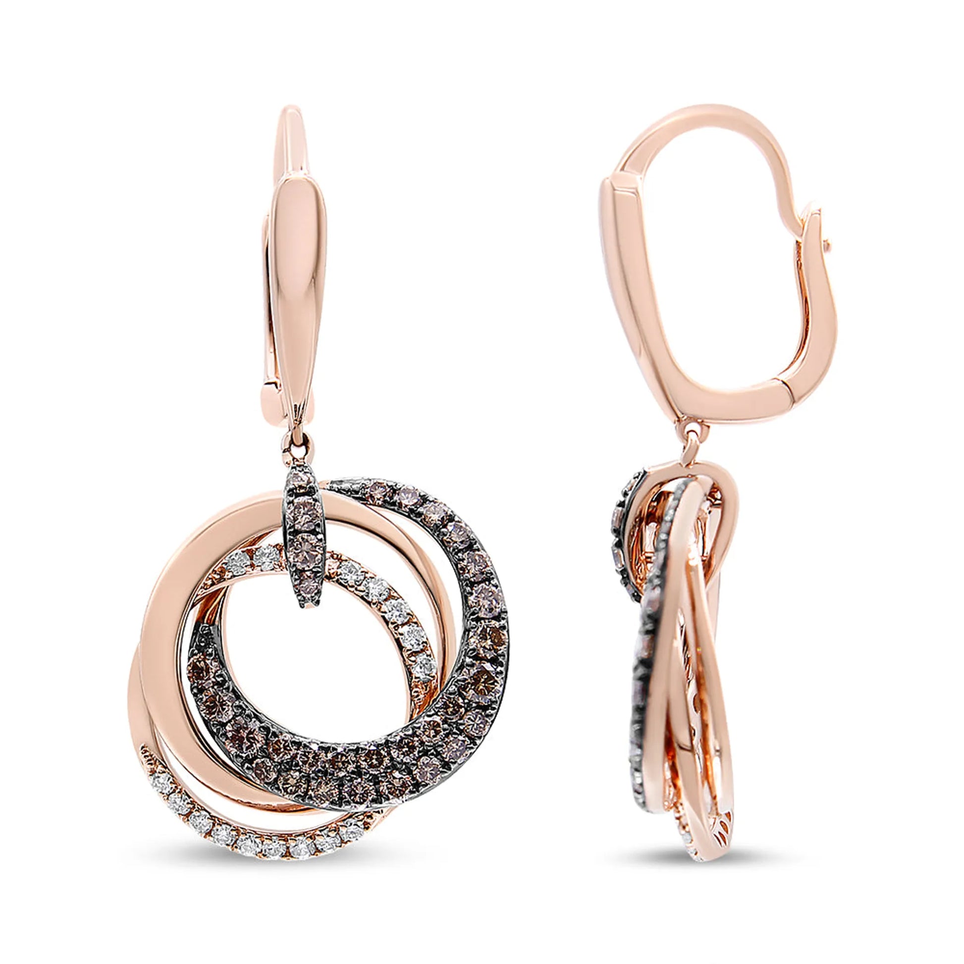 Diamond Intertwining Hoops and Circle Dangle Earrings