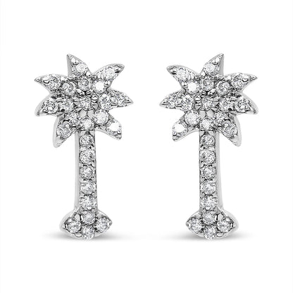 Diamond Palm Tree Push Back Stud Earrings