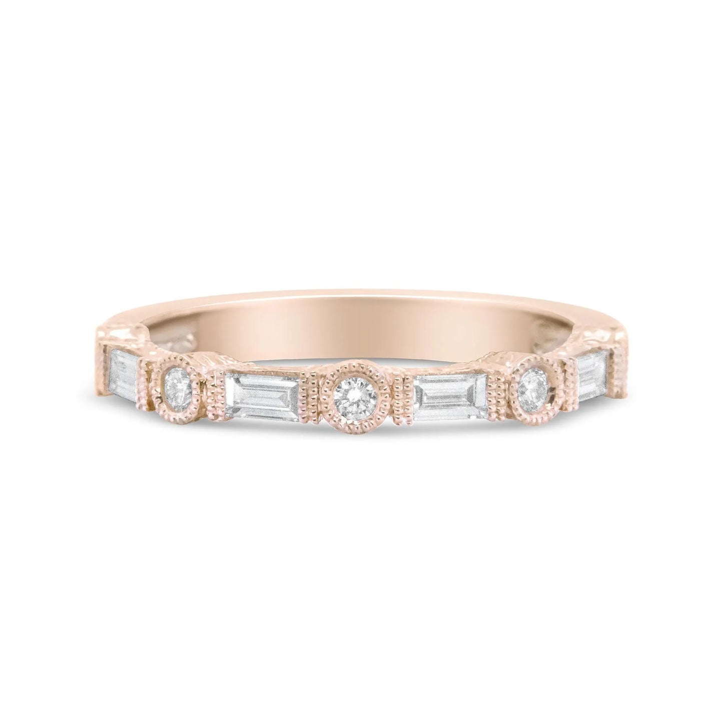 Baguette and Round Diamond Bridal Band