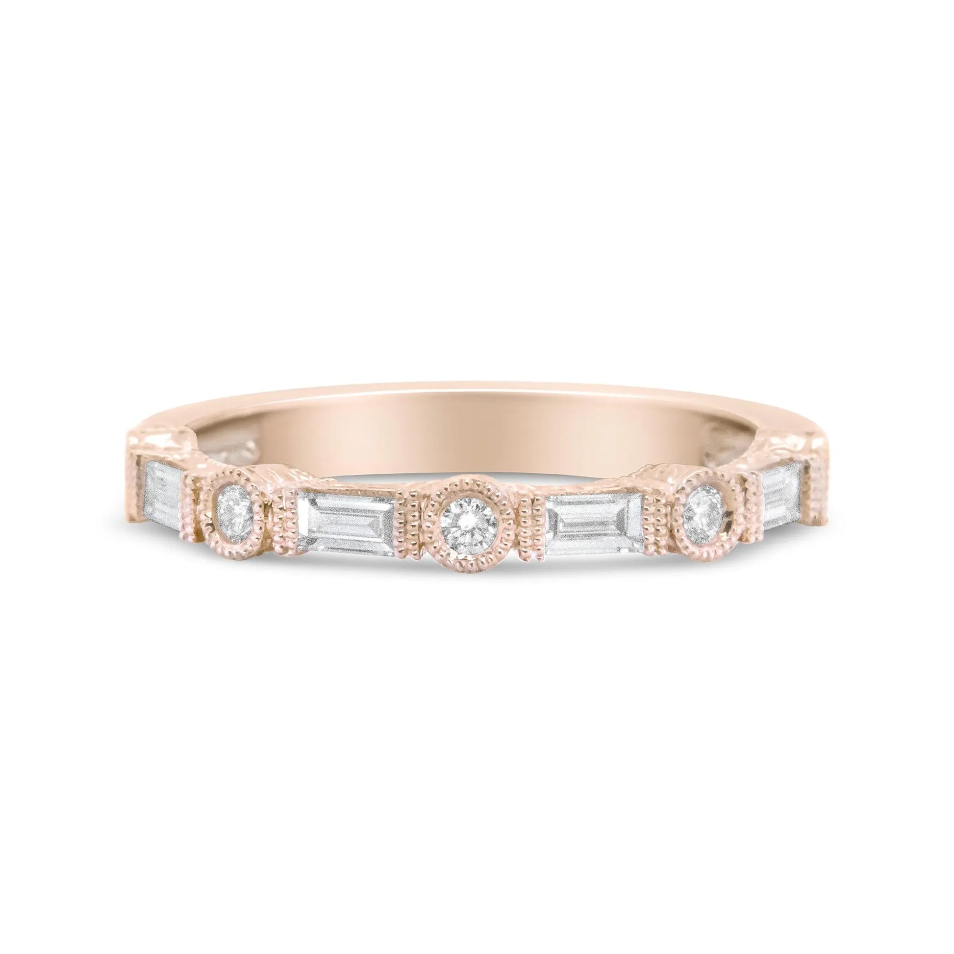 Baguette and Round Diamond Bridal Band