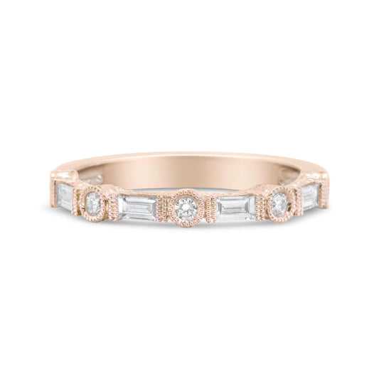 Baguette and Round Diamond Bridal Band