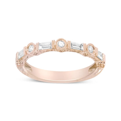 Baguette and Round Diamond Bridal Band