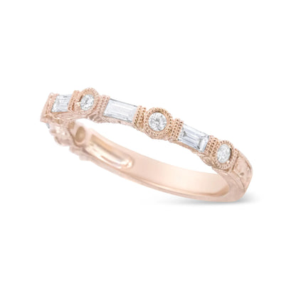 Baguette and Round Diamond Bridal Band