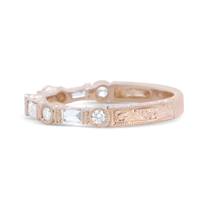Baguette and Round Diamond Bridal Band