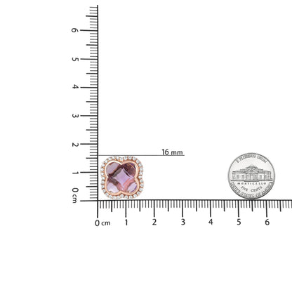 Diamond & Clover-Cut Purple Amethyst Gemstone Stud Earrings dimensions