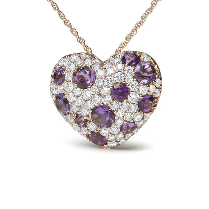 Diamond & Purple Amethyst Cluster Pendant Necklace