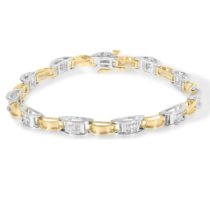 Princess-Cut Diamond Chain Link Bracelet - 14K Two-Tone Gold 1.00 ctw