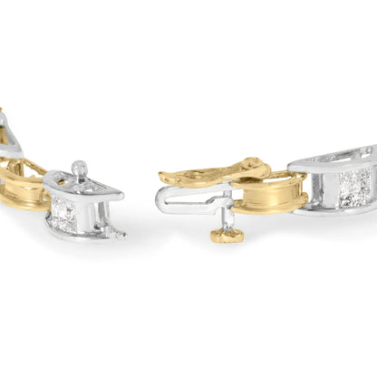 Princess-Cut Diamond Chain Link Bracelet - 14K Two-Tone Gold 1.00 ctw